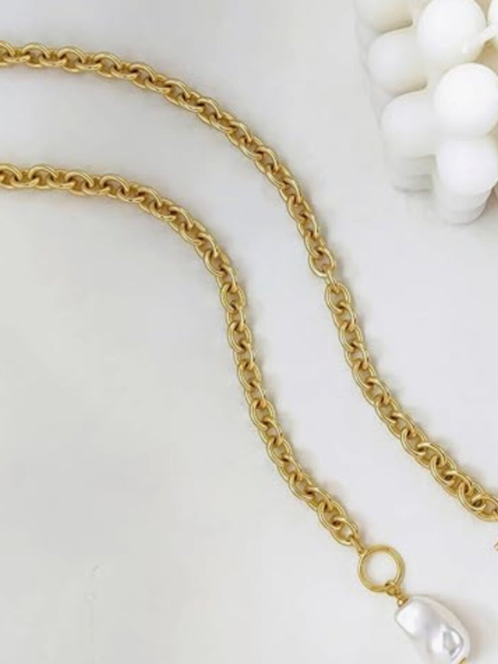 Gold Freshwater Pearl Necklace - Picture 3 of 5